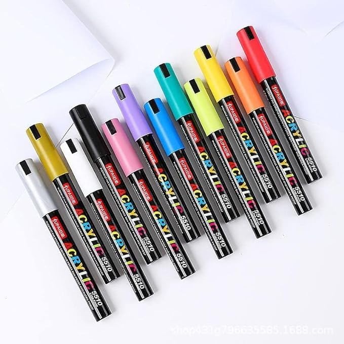 Acrylic Paint Marker Set of 12 Ideal for Mandala Art, Doodling, Drawing,  Sketching, Colouring Shading