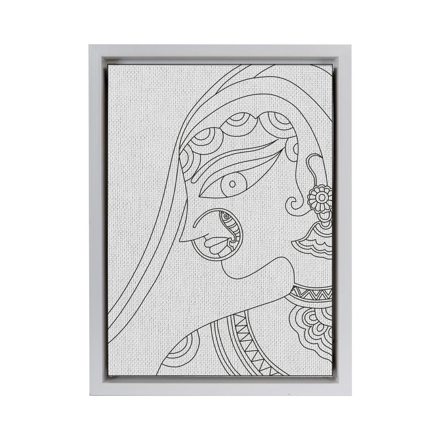 Royal Lady Madhubani Painting DIY Framed Canvas Base for Painting ...