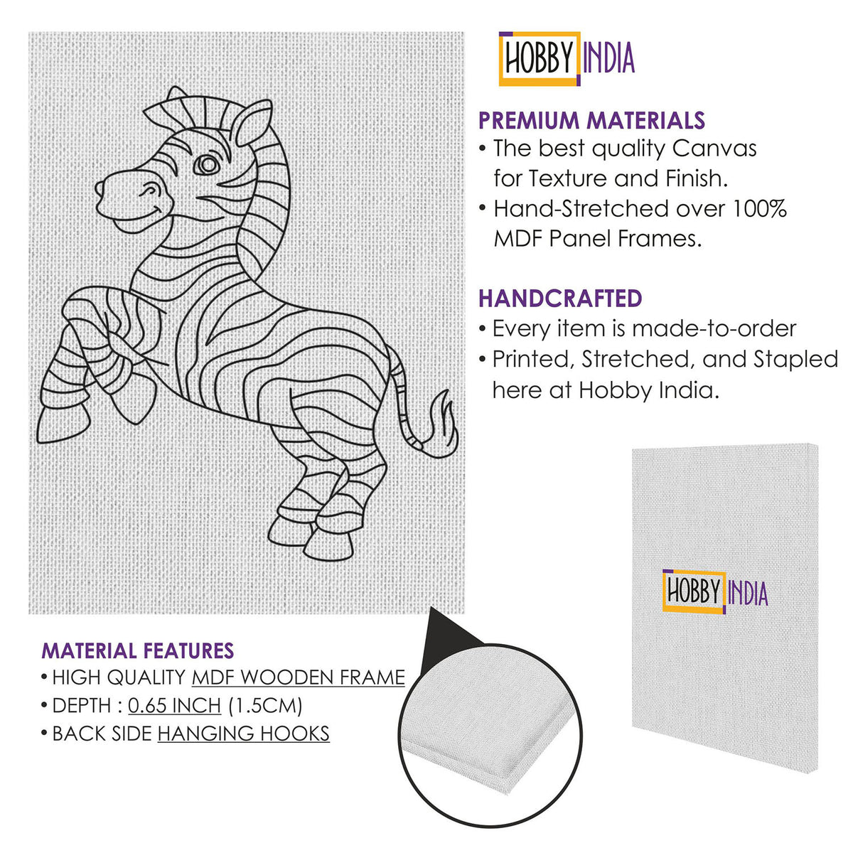 Zebra DIY Canvas Base for Painting– Hobby Decor Pvt Ltd