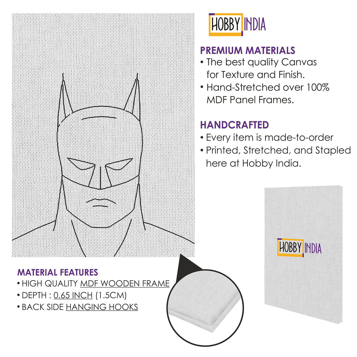 Batman DIY Canvas Base for Painting– Hobby Decor Pvt Ltd